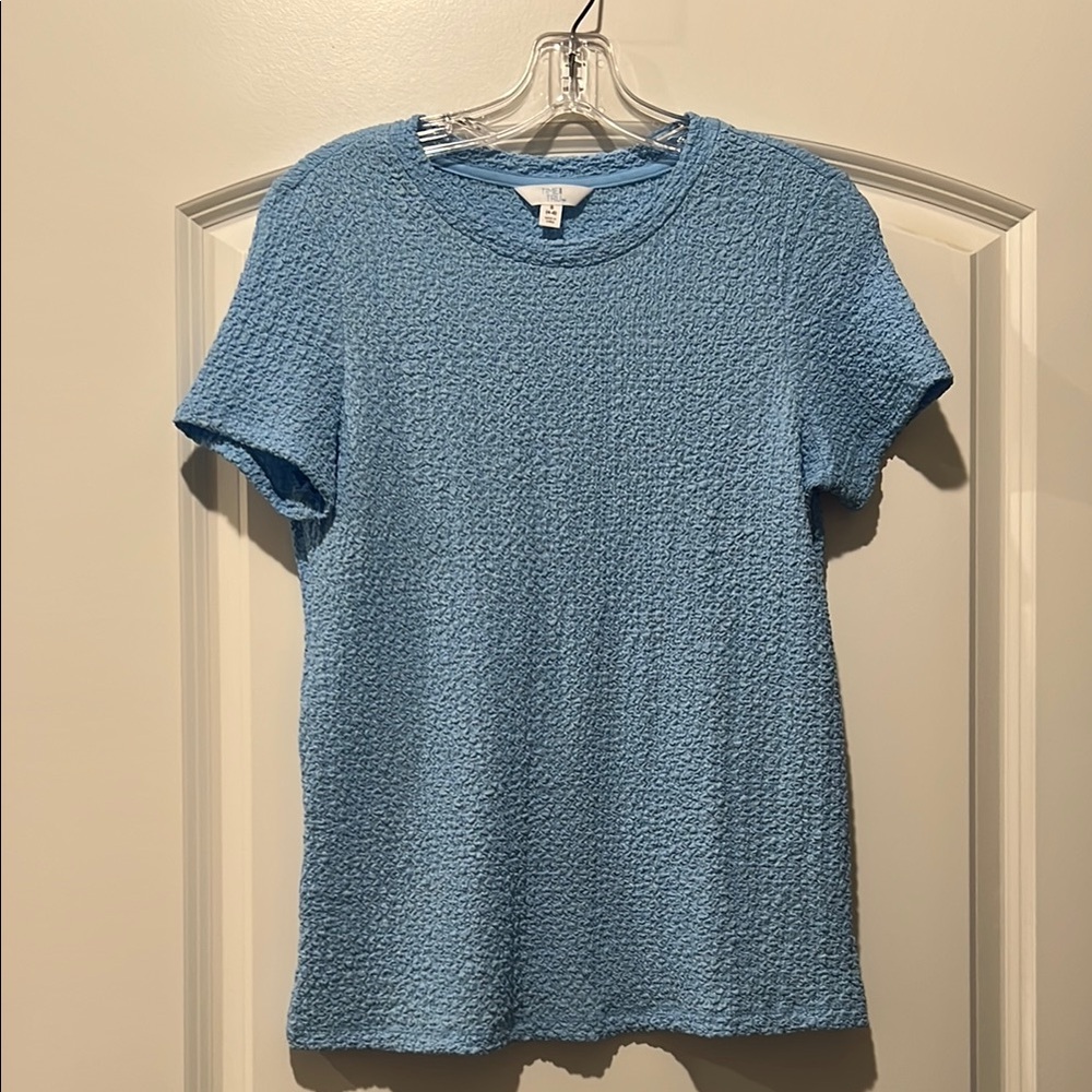 Baby blue puckered crinkle baby tee shirt top